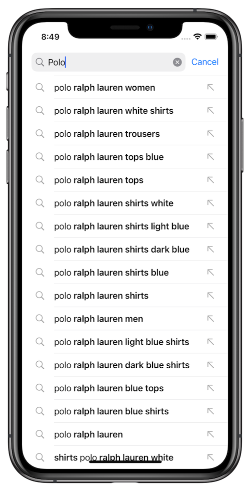 Query Suggestions on iOS update the list of suggestions dynamically as you type
