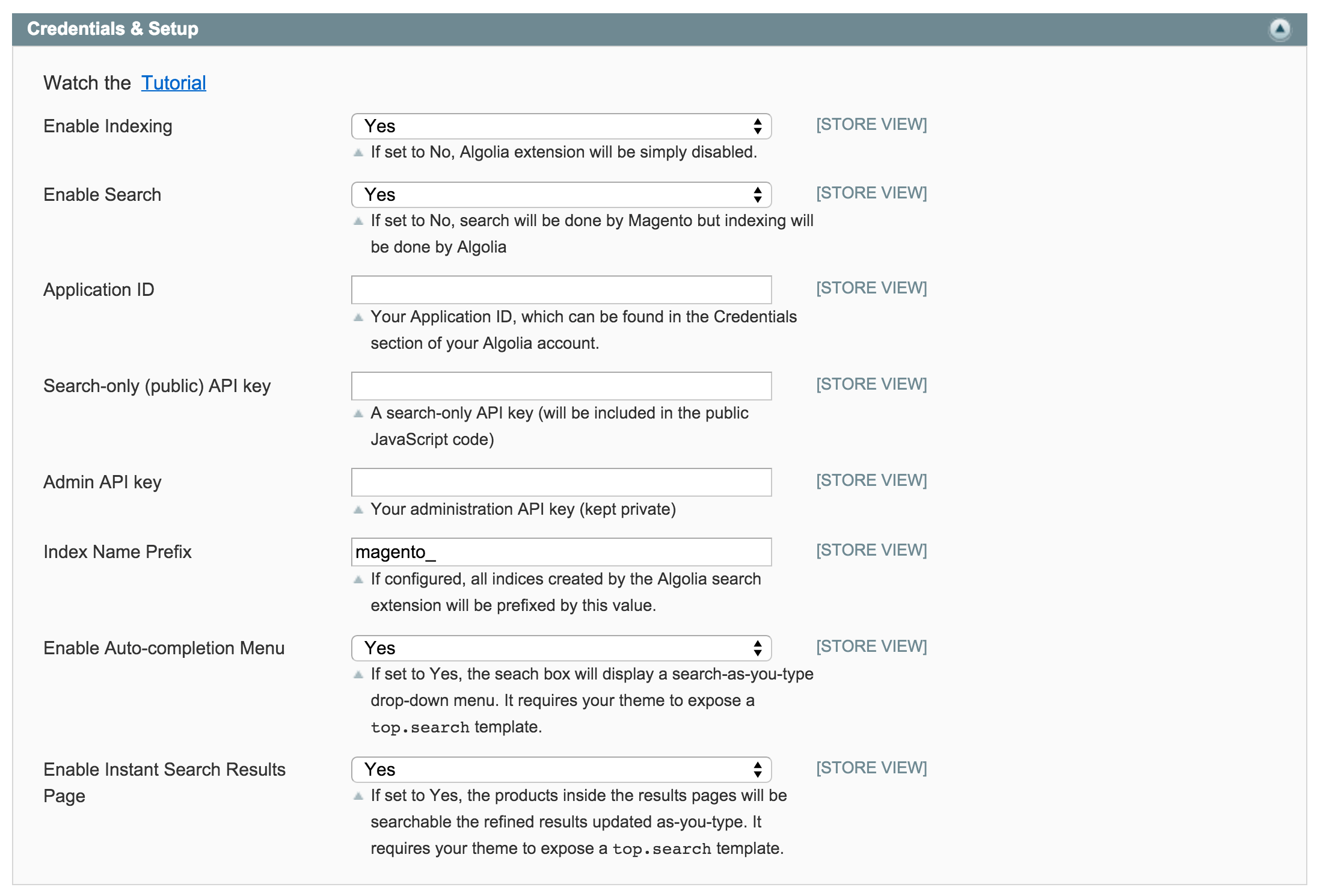 Basic information configuration