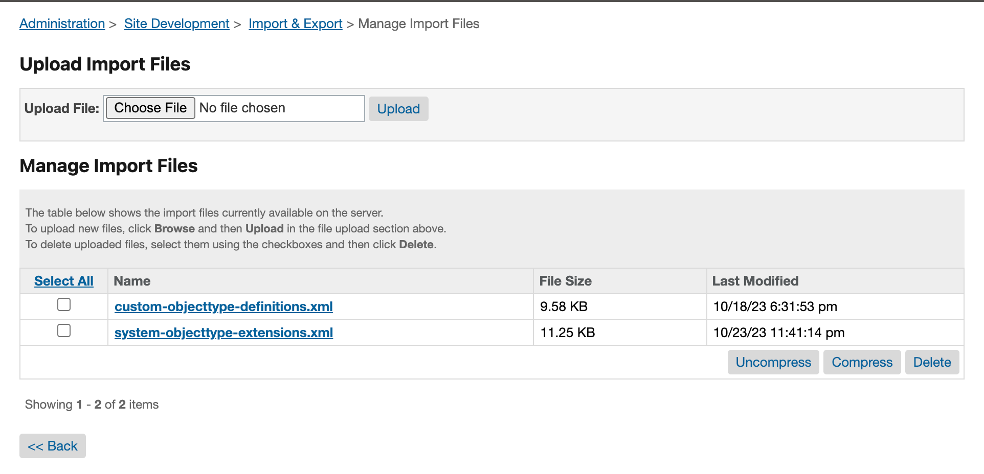 Import metadata to your instance