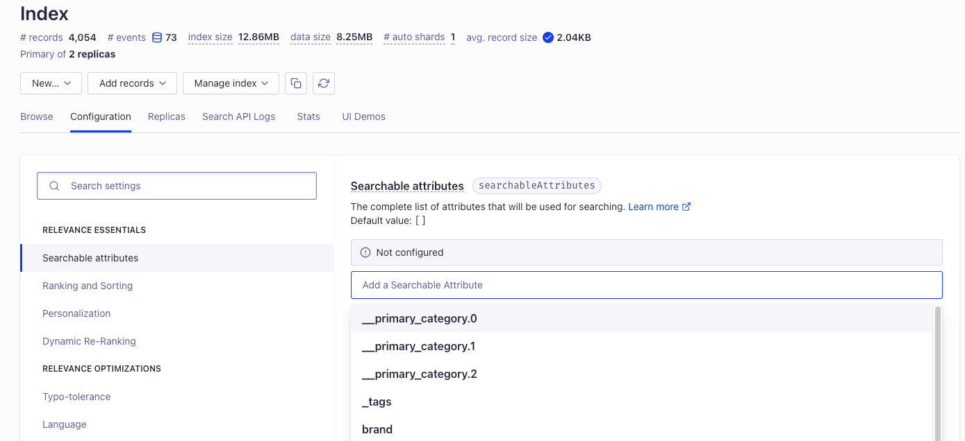 Configure your searchable attributes