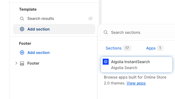 The Algolia InstantSearch app block