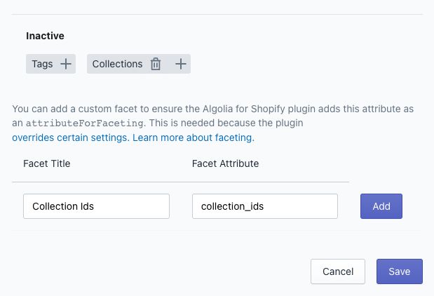 Custom facet configuration