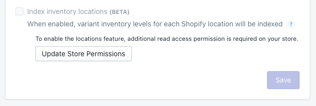 Additional permissions required to enable locations indexing