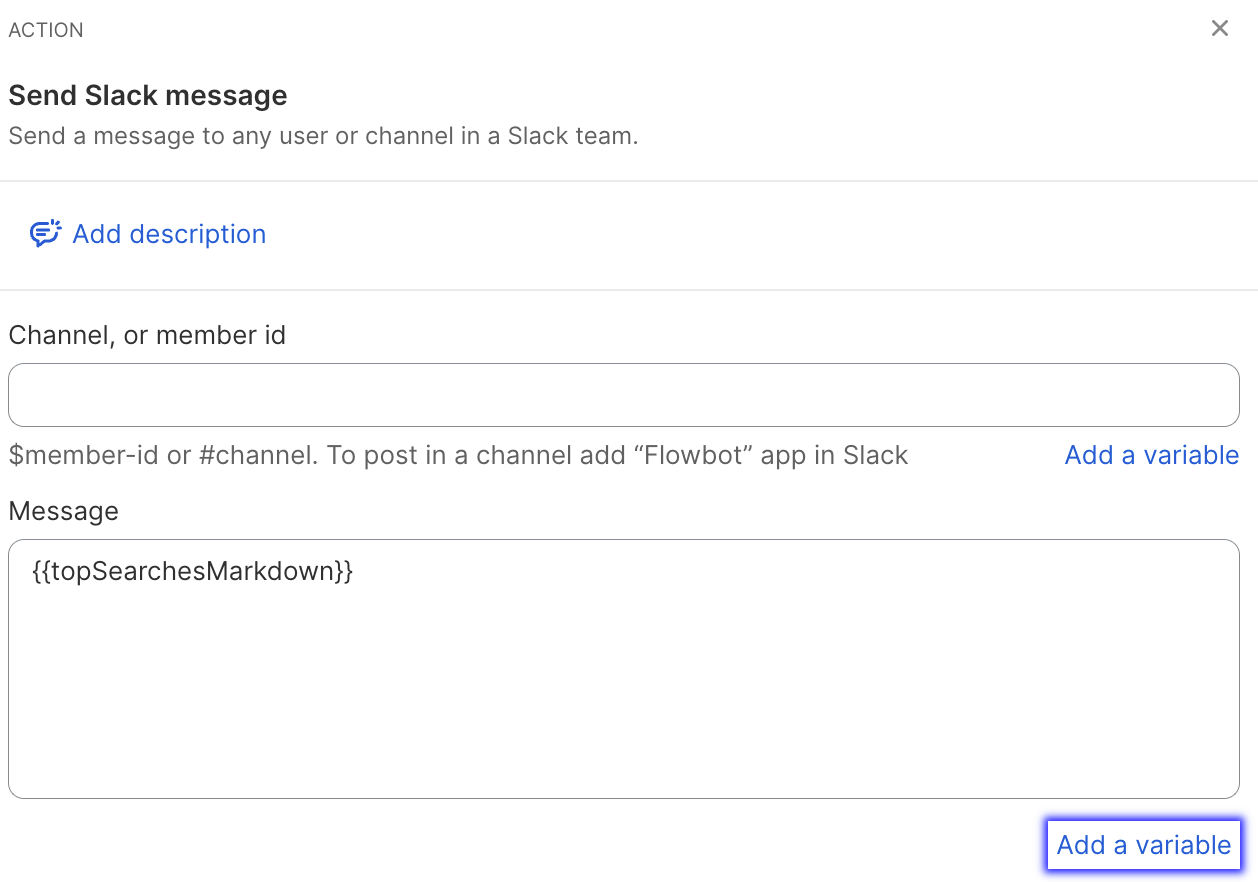 Format your Slack message action